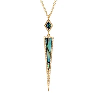 14K Yellow Gold Abalone Shell and 0.17cttw Diamond Necklace, 18"