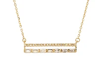 14K Yellow Gold 0.22cttw Diamond Bar Pendant, 18"