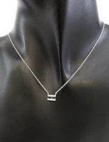 14K White Gold Sapphire and Diamond Necklace, 18"