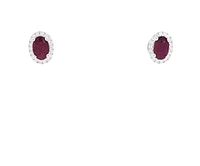 18K White Gold Ruby and Diamond Halo Stud Earrings
