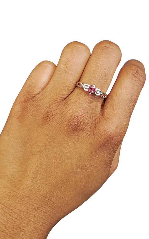 10K White Gold 0.45cttw Pink Tourmaline and 0.02cttw Diamond Ring, Size 7