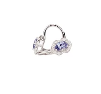 10K White Gold Tanzanite and Diamond Earrings with Lever Backs