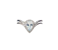 10K White Gold 0.60cttw Aquamarine and 0.10cttw Diamond Ring, size 7