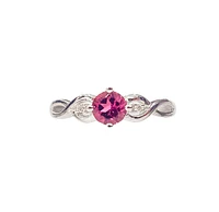 10K White Gold 0.45cttw Pink Tourmaline and 0.02cttw Diamond Ring, Size 7