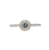 10K White Gold 0.30cttw Aquamarine and 0.08cttw Diamond Ring, size 7