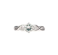 10K White Gold 0.50cttw Aquamarine and 0.02cttw Diamond Ring, size 7 - 4.5