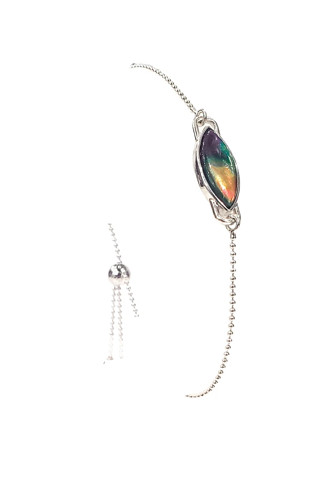 925 Sterling Silver Ammolite Bracelet - 16mm x 7mm