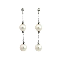 14K White Gold 7.5-8.0mm Cultured Pearl Dangle Earring