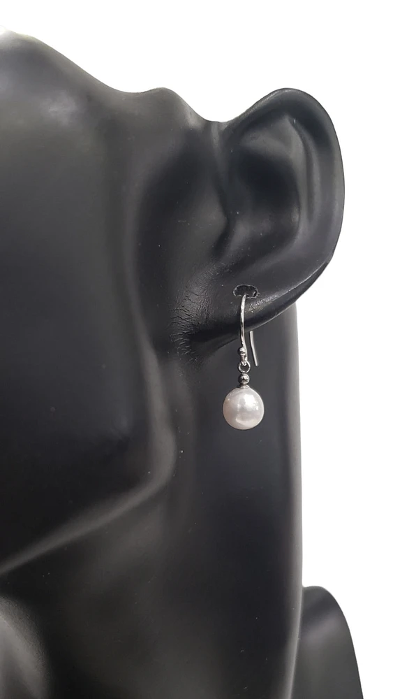 14K White Gold 7-7.5mm Cultured Pearl Dangle Earring