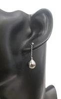 14K White Gold 8.5-9.0mm Tahitian Pearl Dangle Earring