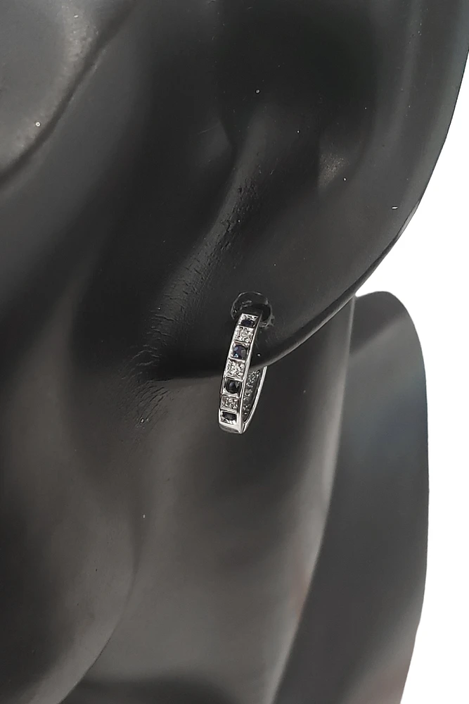 10K White Gold Sapphire and Diamond Earrings