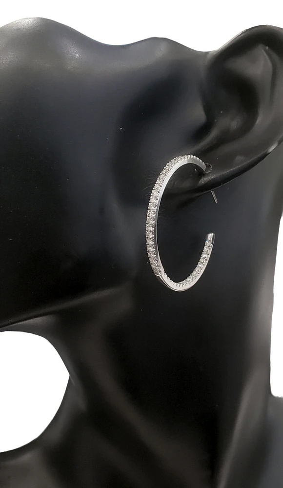 14K White Gold 0.74cttw Diamond Hoop Earrings