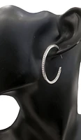 14K White Gold 0.74cttw Diamond Hoop Earrings