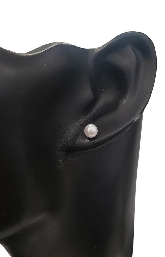 14K White Gold 5-5.5mm Cultured Pearl Earrings with Butterfly Backs