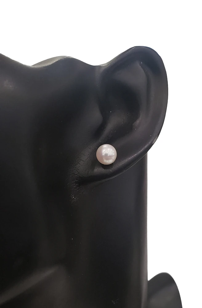 14K Gold 6.5-7.0mm Cultured Pearl Earrings with Butterfly Backs