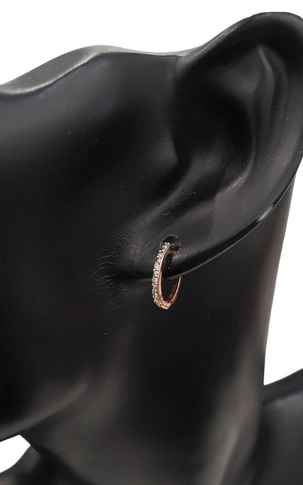 10K Rose Gold 0.05cttw Diamond Hoop / Huggie Earrings