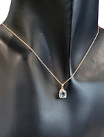10K Gold 6.0mm Cushion Cut Aquamarine & 0.01cttw Diamond Pendant