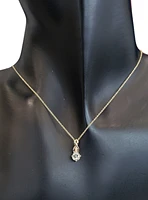 10K Gold 5.0mm Round Cut Aquamarine & 0.01cttw Diamond Pendant