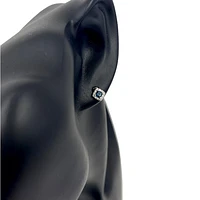 10K White Gold 0.40cttw Genuine Sapphire & 0.12cttw Diamond Halo Stud Earrings