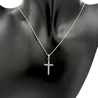 14K White Gold 0.58cttw Diamond Cross Pendant, 18"
