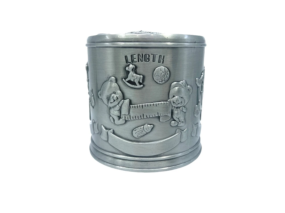 Pewter Engraveable Stork Baby’s First Money Bank