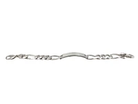 925 Sterling Silver 10.9mm Figaro I.D. Rhodium Plated Bracelet with Lobster Clasp - 9 Inches