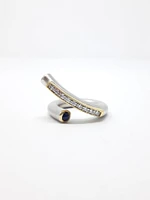 Silver Sapphire and CZ Ring