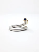 Silver Sapphire and CZ Ring