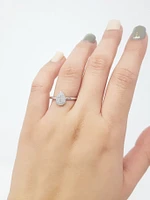 10K White Gold 0.15cttw Pave Pear Shape Diamond Engagement Ring, size 6.5