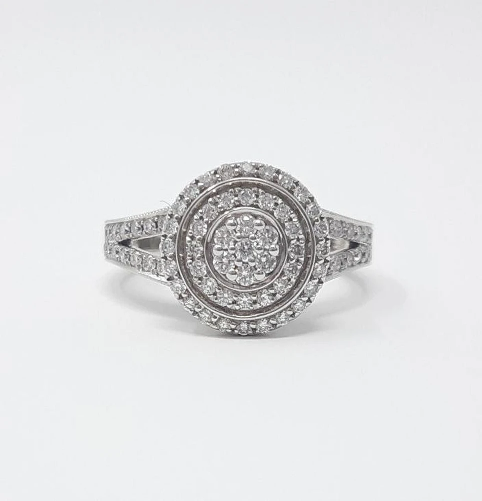 14K White Gold 0.66cttw Diamond Halo Engagement Ring - 4.5 / 14K Rose Gold
