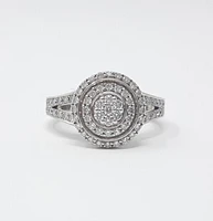 14K White Gold 0.66cttw Diamond Halo Engagement Ring - 4.5 / 14K Rose Gold