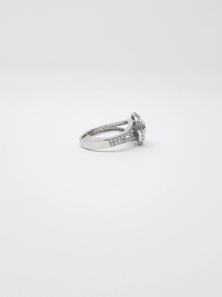 14K White Gold 0.66cttw Diamond Halo Engagement Ring - 4.5 / 14K Rose Gold