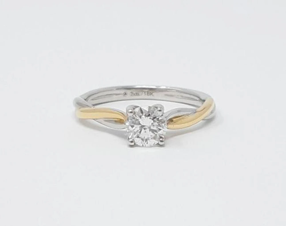 18K White & Rose Gold 0.60cttw Canadian Diamond Engagement Ring, size 6.5