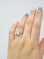 14K White Gold 0.30cttw Oval Cut Diamond Halo Engagement Ring, size 6.5