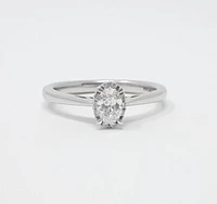 14K White Gold 0.30cttw Oval Cut Diamond Halo Engagement Ring, size 6.5