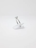 14K White Gold 0.30cttw Oval Cut Diamond Halo Engagement Ring, size 6.5