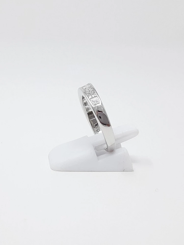 14K White Gold 1.00cttw Princess Cut Diamond Channel Anniversary Band, 6.5 - /