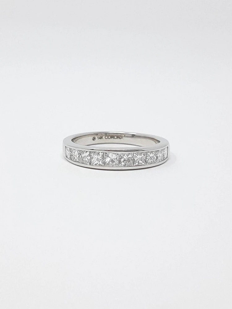 14K White Gold 1.00cttw Princess Cut Diamond Channel Anniversary Band, 6.5 - /