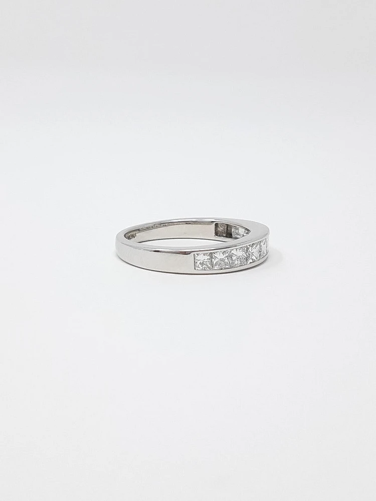 14K White Gold 1.00cttw Princess Cut Diamond Channel Anniversary Band, 6.5 - /