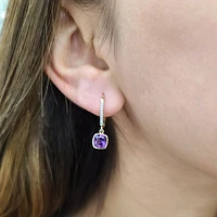 10K Yellow Gold Amethyst & Diamond 0.04cttw Earrings