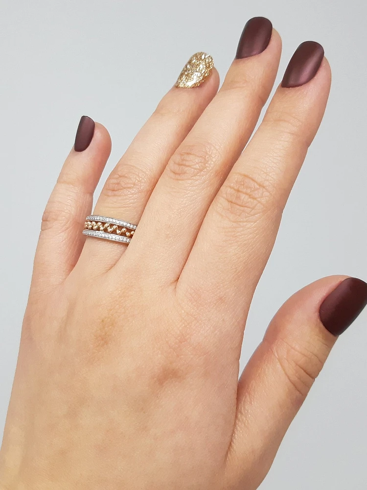 10K White & Rose Gold 0.18cttw Diamond Ring, size 6.5