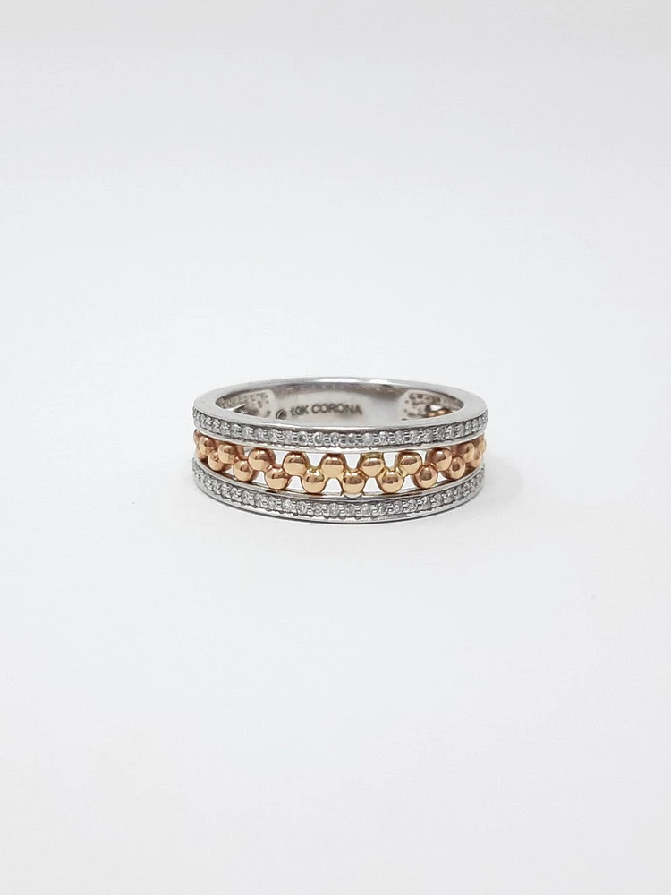 10K White & Rose Gold 0.18cttw Diamond Ring, size 6.5