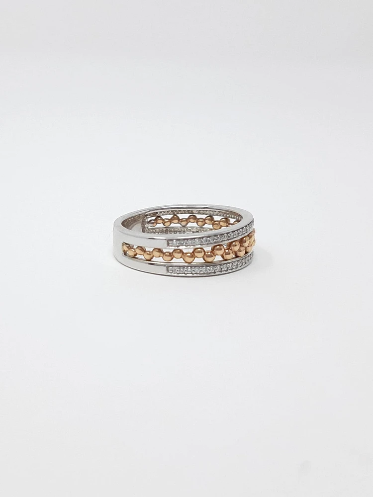 10K White & Rose Gold 0.18cttw Diamond Ring, size 6.5