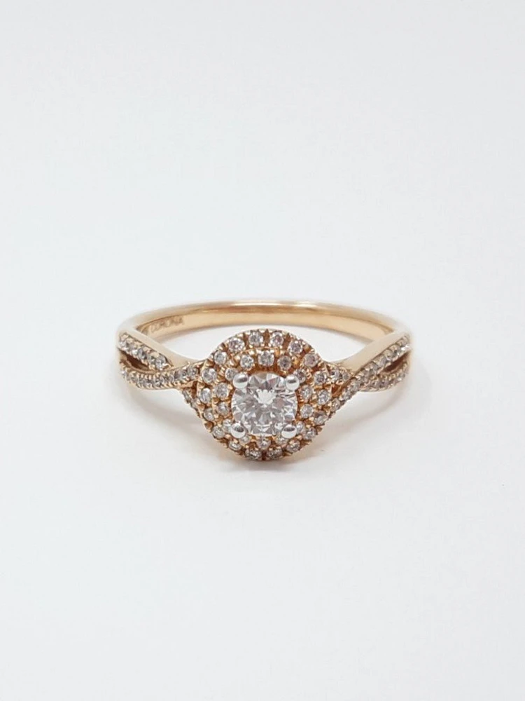 10K Rose Gold 0.23cttw Canadian Diamond Ring, size 6.5