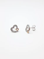 10K White & Rose Gold 0.12cttw Diamond Heart Stud Earrings