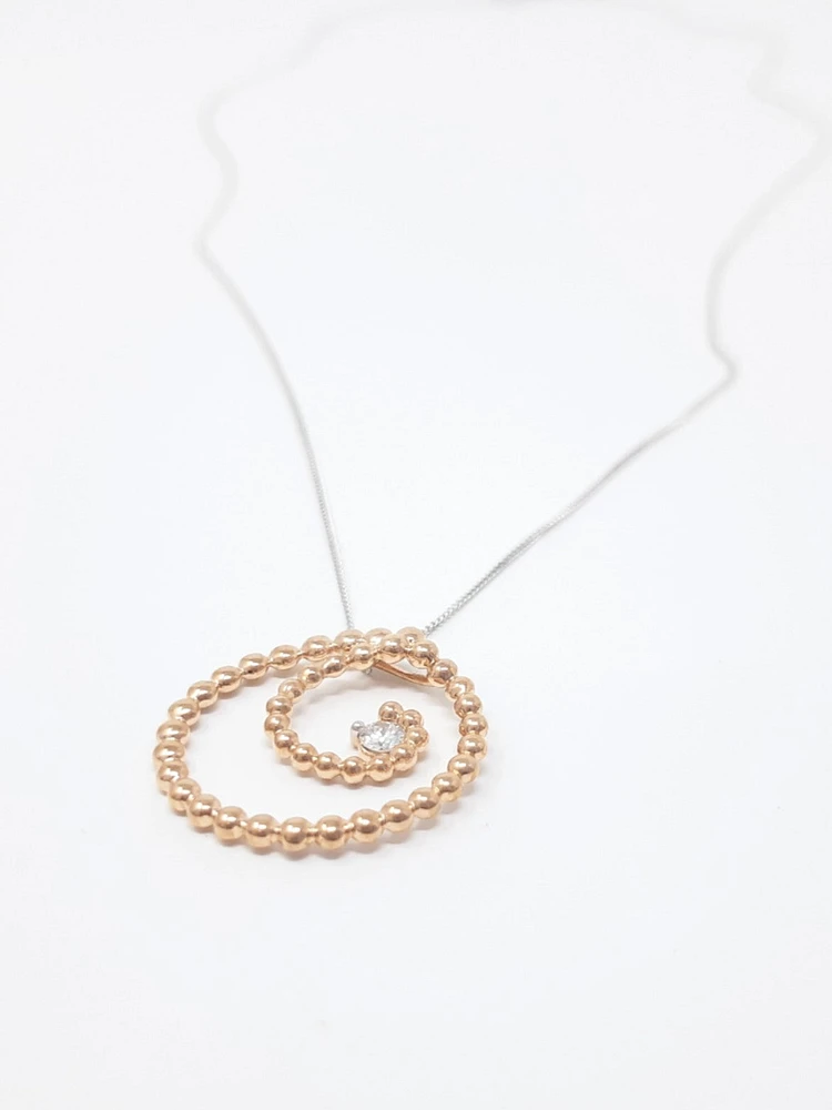 10K White & Rose Gold 0.08cttw Diamond Pendant, 18"
