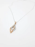 10K White and Rose Gold 0.08cttw Diamond Pendant, 18"