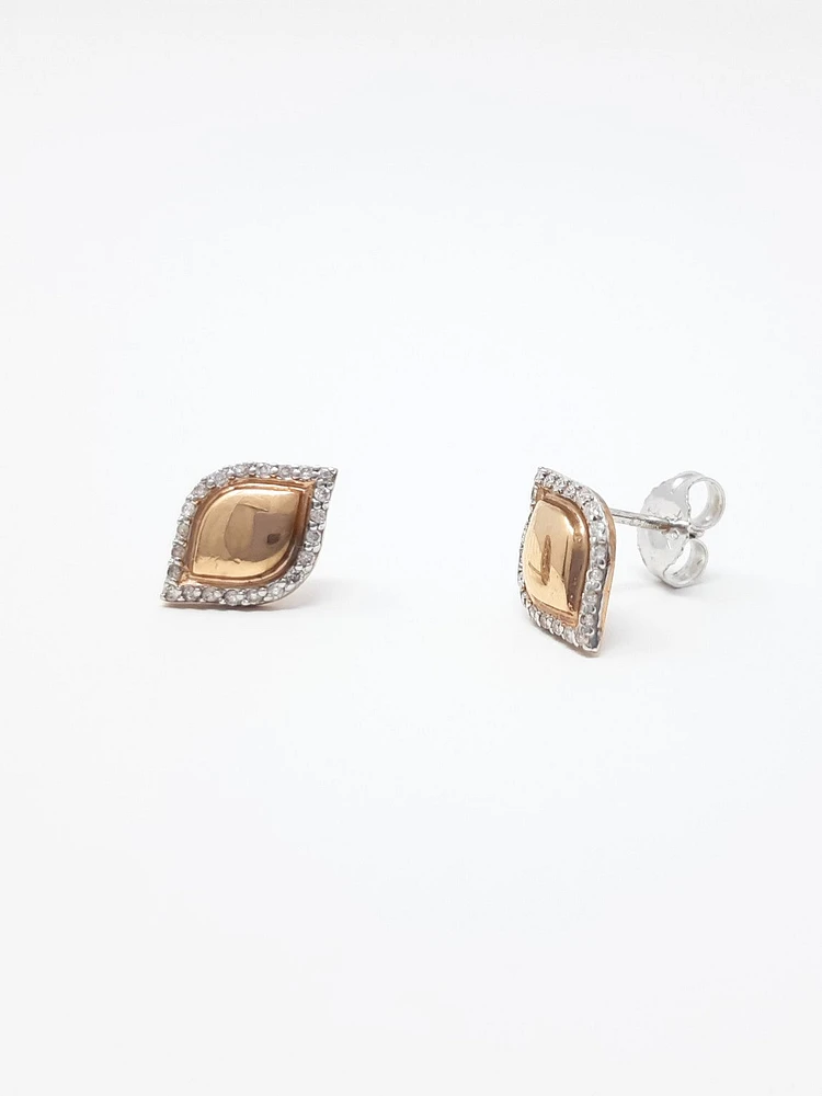 10K White & Rose Gold 0.13cttw Diamond Stud Earrings