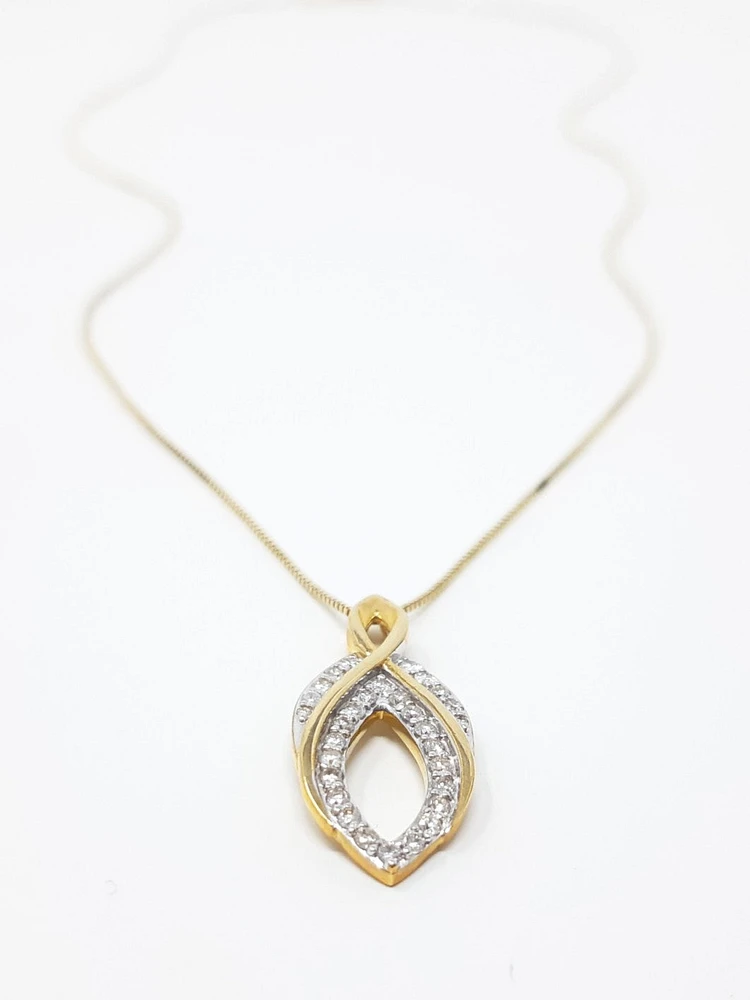 10K Yellow Gold 0.22 Diamond Pendant, 18"