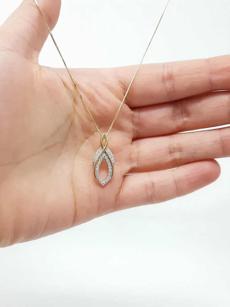 10K Yellow Gold 0.22 Diamond Pendant, 18"